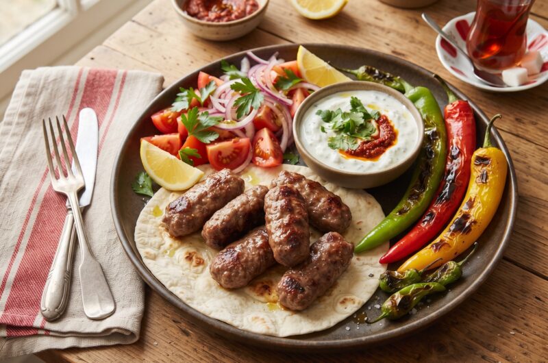 Kofte, czyli kotleciki z mielonego mięsa jagnięcego i wołowego z dodatkiem aromatycznych przypraw i warzyw.