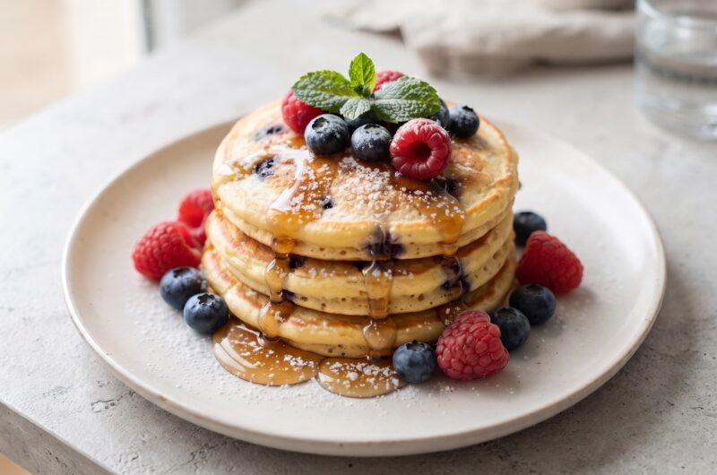 Pancakes z owocami leśnymi to doskonałe połączenie puszystych naleśników z mąki, mleka, żółtek i piany z białek jajek i owoców leśnych. Całość dopełnia słodki syrop klonowy. I jak tu nie kochać takiego jedzenia?