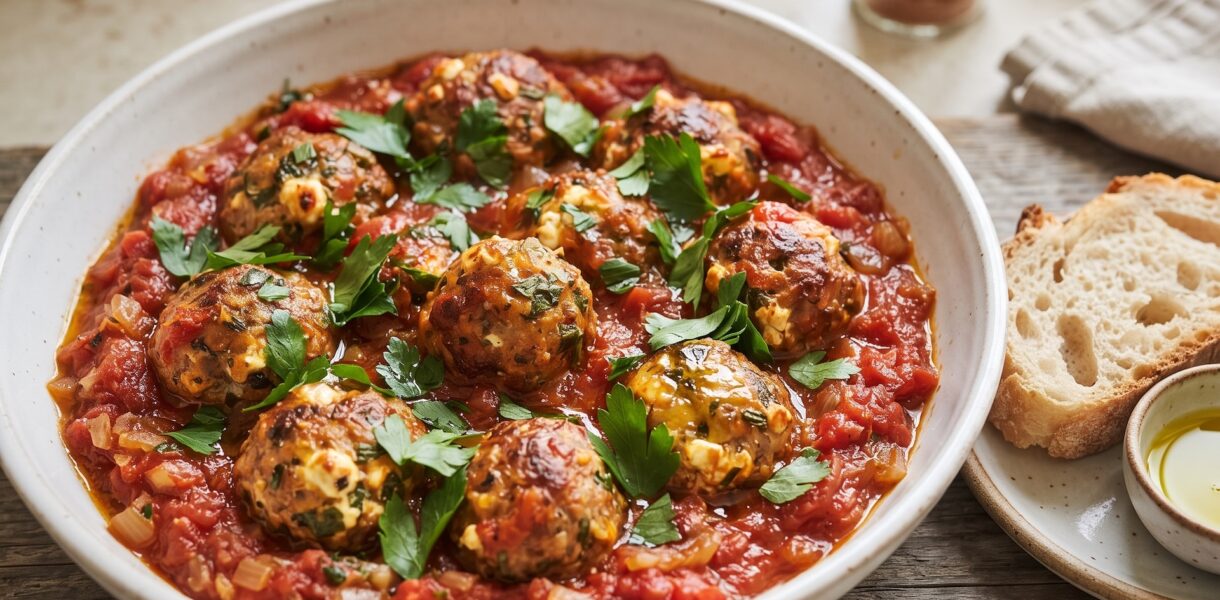 Pulpety greckie keftedes przyrządzane są z mięsa mielonego z dodatkiem natki pietruszki, oliwek, sera feta, cebuli oraz przypraw. Uformowane pulpety smaży się bezpośrednio przed ich konsumpcją, a następnie serwuje z sosem tzatziki.