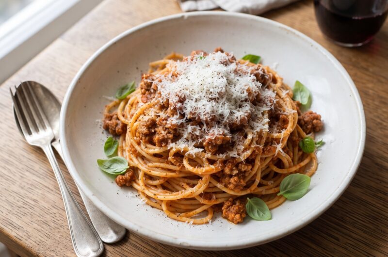 Spaghetti bolognese to mięso mielone duszone w sosie pomidorowym podane z makaronem. To danie zna chyba każdy człowiek na świecie. Moje bolognese może szokować, ale ponieważ smakuje wyjątkowo dobrze pokochacie je i Wy.