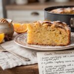 Łatwe w przygotowaniu ciasto pomarańczowe z dodatkiem soku ze świeżych pomarańczy okraszone jabłkami na wierzchu.