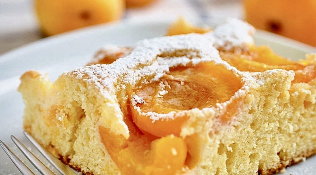 Proste ciasto z dojrzałymi morelami i konfiturą z moreli czyli z rosterem morelowym.