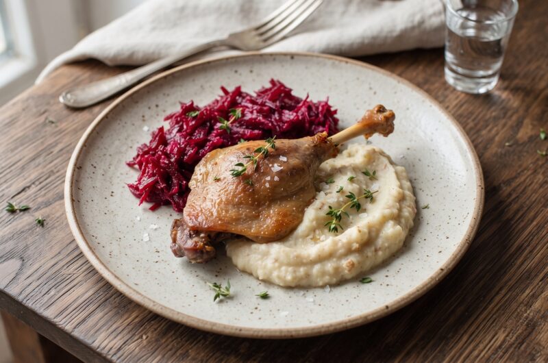 Confit z kaczki to smażone bardzo powoli w głębokim tłuszczu kacze nogi, następnie w tymże smalcu przechowywane po wystudzeniu.