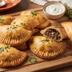 Empanadas to pieczone pierogi przyrządzane z mąki pszennej z dodatkiem mleka i oleju z farszem pieczarkowym z dodatkiem gotowanych jajek.