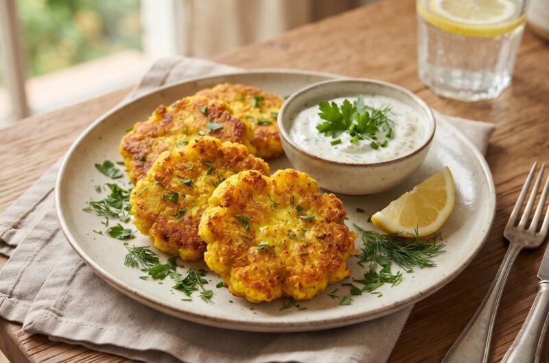 Kotlety z kalafiora ugotowanego i dobrze odciśniętego, doprawionego curry i kurkumą, a następnie formowanego w kotlety i smażonego.