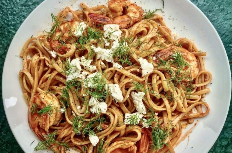 garidomakaronada linguine z krewetkami w pomidorach