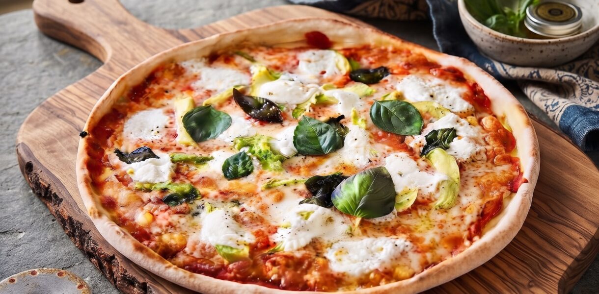 Pizza podpłomyk to ciasto jak na podpłomyk obłożone składnikami jak na pizzy, a następnie krótko pieczone.