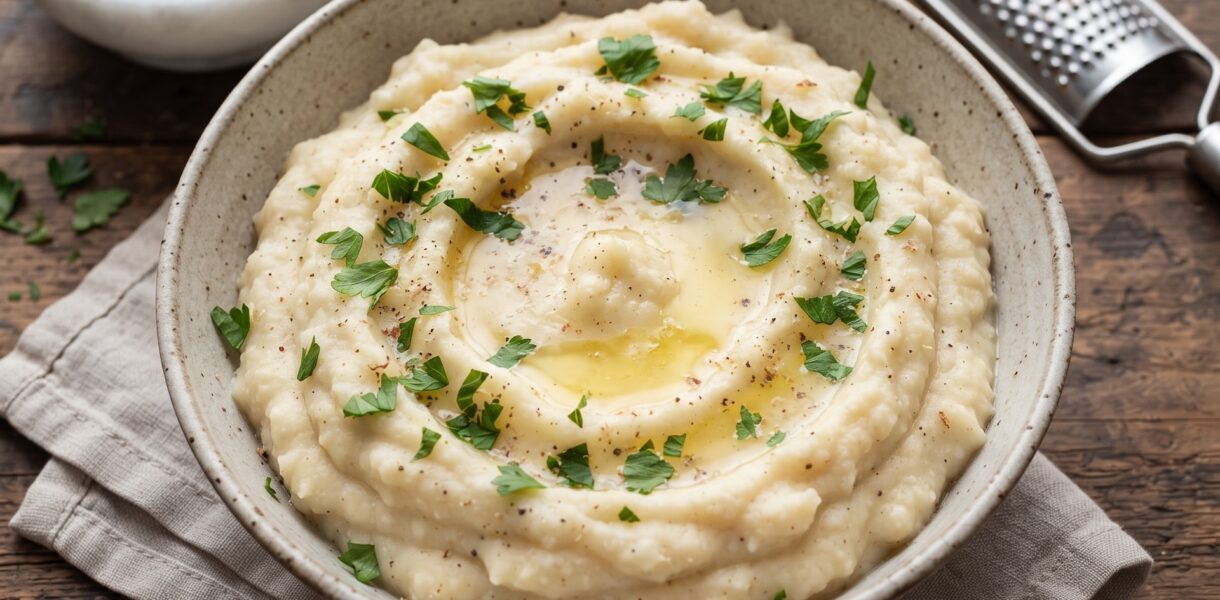 Puree z selera, czyli krojony na duże kawałki i gotowany z wodzie i mleku seler korzeniowy z dodatkiem ziemniaka, a następnie miksowany na puree i doprawiony gałką muszkatołową.