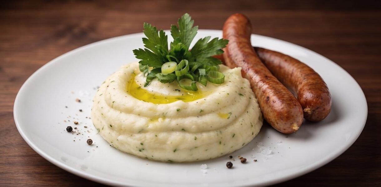 Greckie puree ziemniaczane przygotowane z gotowanych ziemniaków ugniecionych z dodatkiem sporej ilości oliwy, czosnku, octu winnego i natki pietruszki.