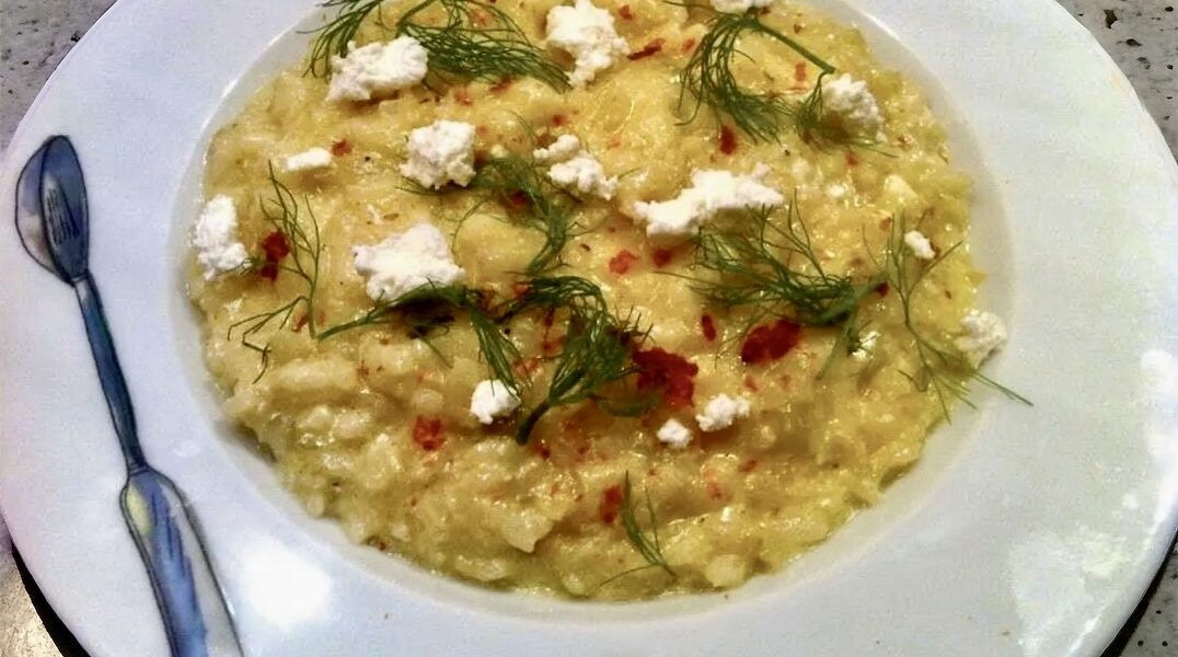 Moje risotto jest pysznie zbalansowane ze słodkim, duszonym fenkułem, łagodnym smakiem serka ricotta i lekką ostrością chilli.