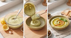hummus z bazylią przygotowanie