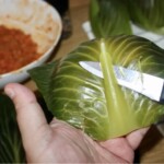 usuwanie nerwu z liścia kapusty