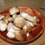 świeże prawdziwki w drewnianej misce