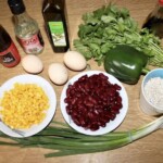 Kasza pęczak z fasolą na omlecie na ostro