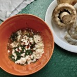 omlet z krewetkami i pieczarkami