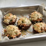 pieczarki pieczone z łososiem wędzonym