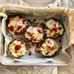 pieczarki pieczone z łososiem wędzonym