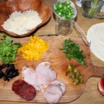 składniki do przygotowania quesadillę ze szparagami i wędliną