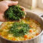 zupa koperkowa z ryżem w garnku