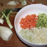 pokrojone w drobną kostkę warzywa leżą w misce