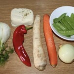 Ser halloumi z warzywami smażonymi składniki