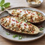 bakłażan pieczony z mozzarellą i chilli po upieczeniu