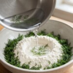 przygotowanie ciasta na pierogi z dorszem i speckiem