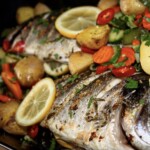 Dorada pieczona z warzywami