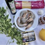 Krewetki z makaronem cytryną czosnkiem i chilli