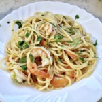 Krewetki z makaronem cytryną czosnkiem i chilli