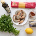 krewetki z makaronem cytryną czosnkiem i chilli składniki