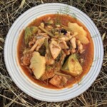 Mątwa duszona z warzywami