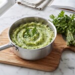 puree z awokado ziemniaków i oliwy w garnku