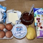 Greckie ciasto na jogurcie dżemem okraszone składniki