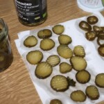 plasterki ogórka kiszonego suszą się na ręczniku papierowym