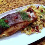 Łosoś pieczony po chińsku z sałatką z bulguru