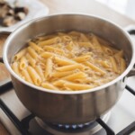 w garnku gotuje się makaron penne