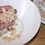 pasta z tuńczyka z kozim serkiem w trakcie przygotowania