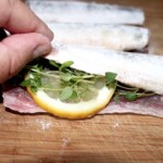 Belona pieczona z kaszą gryczaną i pieczarkami