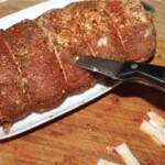 Schab pieczony słoniną wędzoną nadziany