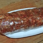 Schab pieczony słoniną wędzoną nadziany