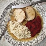 Schab pieczony słoniną wędzoną nadziany