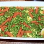 Karczek w galarecie z groszkiem i marchewką