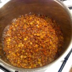 w garnku gotuje się soczewica brązowa