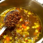 Zupa jarzynowa z soczewicą makaronem i chilli