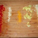 pokrojone w drobną kostkę warzywa