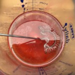 rozpuszczona galaretka truskawkowa w naczyniu