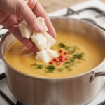 zupa rybna warzywami gotowanymi zagęszczana