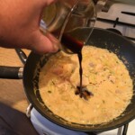 Makaron z łososiem i fasolką w mleczku kokosowym