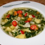 Zupa jarzynowa ze szpinakiem na kurczaku